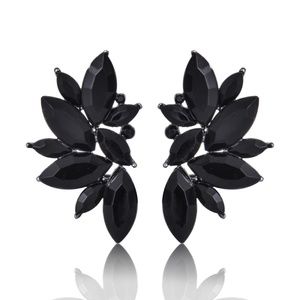 Onyx Black and Silver diamante Earrings